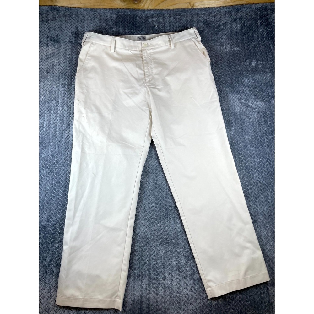 Adidas Golf Pants Mens 38x30 Beige Performance Pockets Flat Front Sports Wear